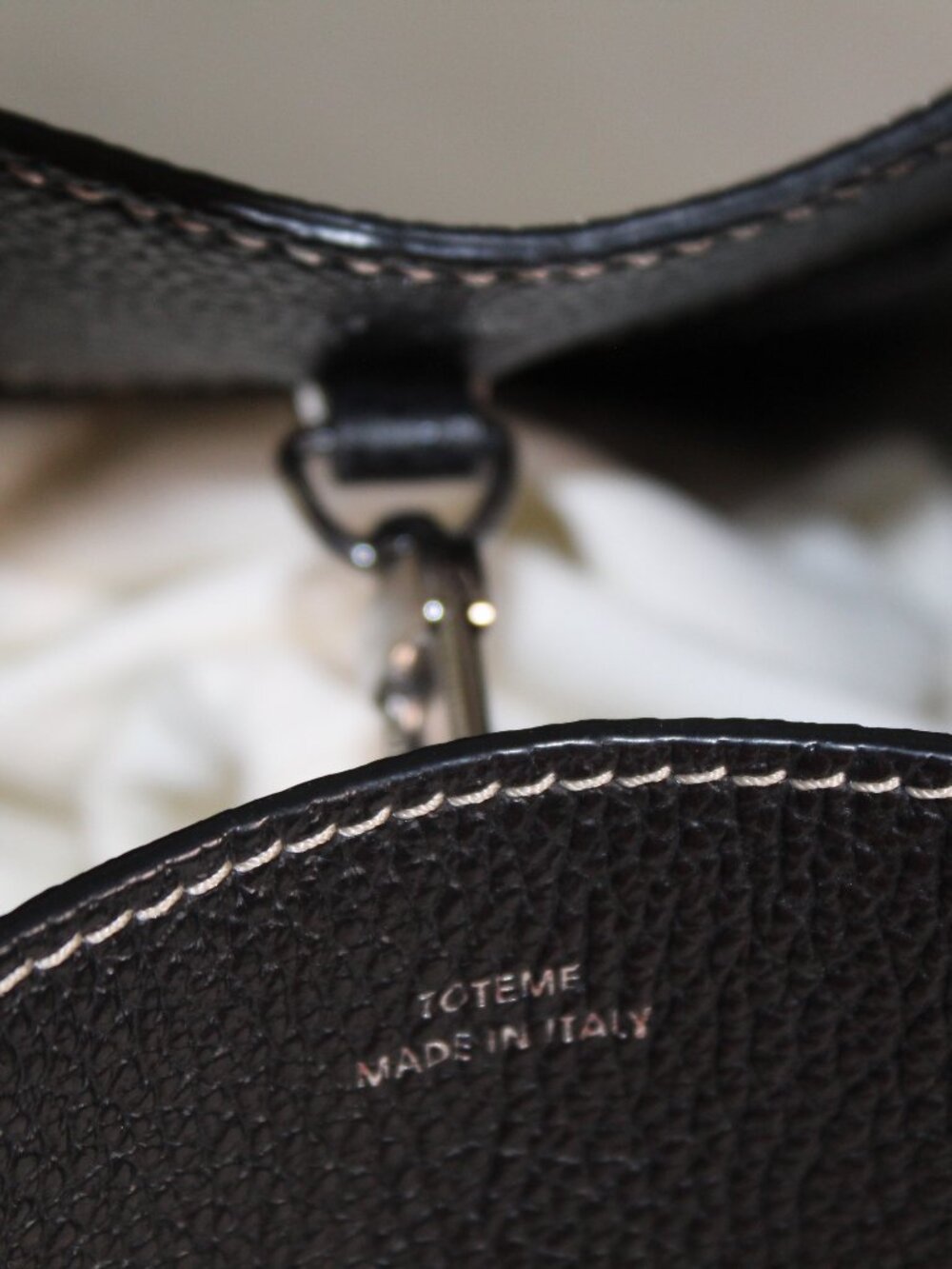 Toteme Pebble Leather Black Top Handle Shoulder Bucket Bag Crossbody - Picture 10 of 13